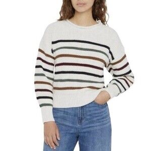GAP Womens Roll Neck Sweater Knit Striped Pullover White Multi Size XL NWT